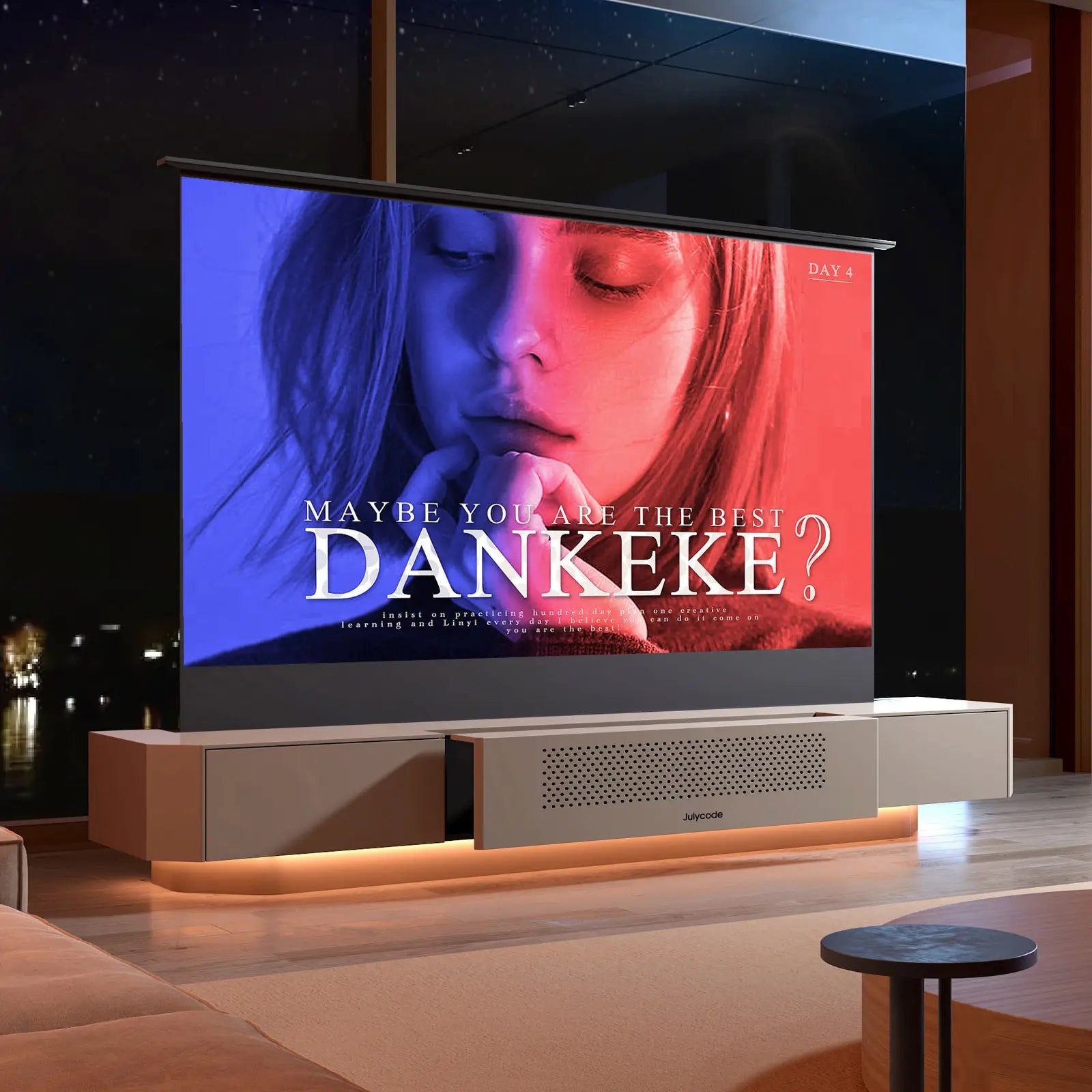 Julycode Milan 100'' 120'' Modern Floor-Rising Screen Laser TV Cabinet