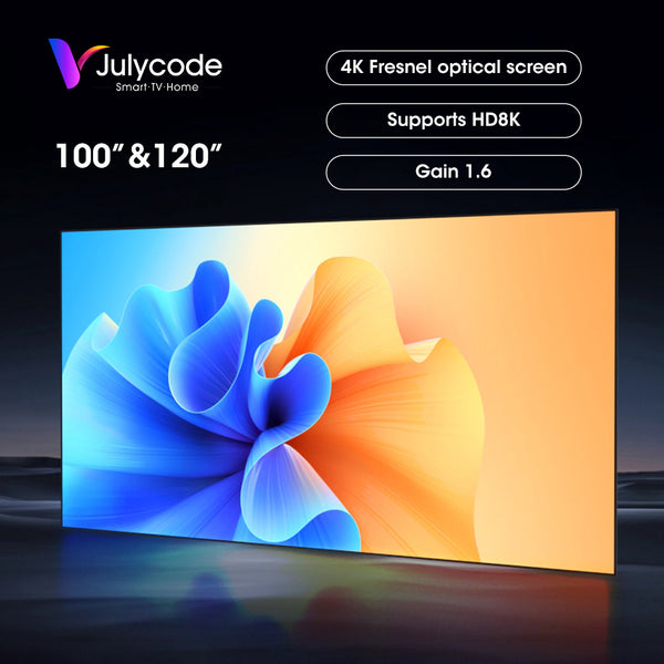 Juycode 100''/120'' 4K Fresnel Projector Screen, Wire - Free,  ALR Screen for UST Porjector