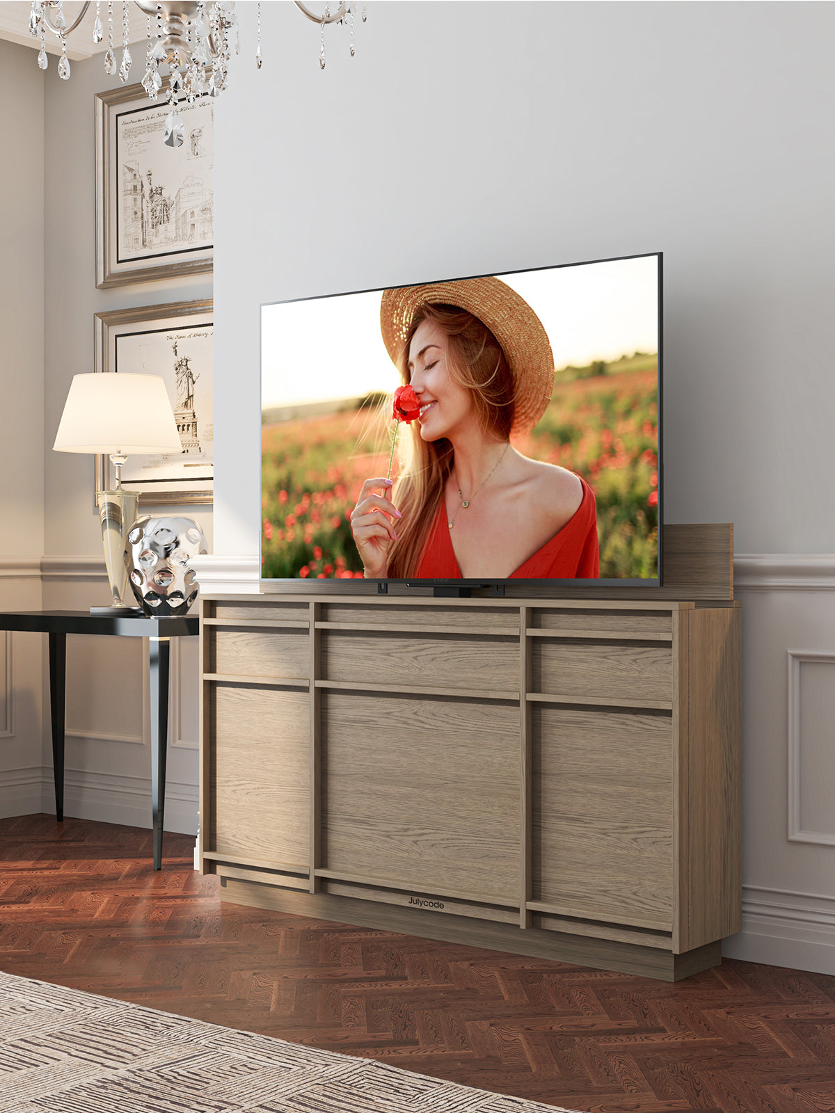Julycode 55" One-Touch Motorized TV Lift Cabinet