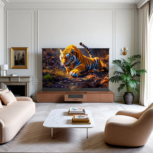 Julycode SW-Floor - Rising Screen Laser TV Integrated Cabinet, 100and 120 inch UST Invisible Laser Cinema