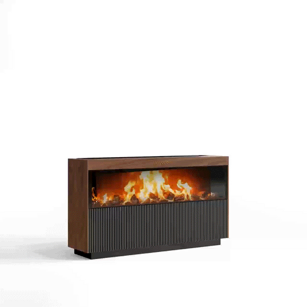 Julycode 55-inch TV Lift Cabinet with 3D Electric Fireplace - Hidden TV Mechanism, Dust-Proof Design, Modern Home Entertainment Center for Living Room