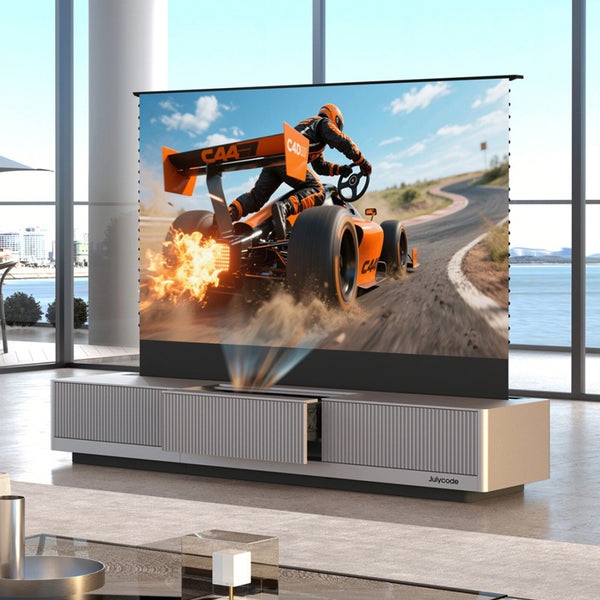 Free shipping | Julycode Electric Laser TV Cabinet & ALR Floor-Rising Screen & 4K Ultra-Short Throw(UST) Projector,