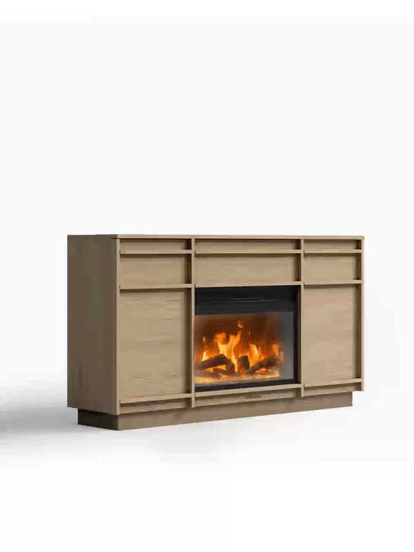Julycode 55''inch Lift  TV Stand with built - in heatable Fireplace cabinet and casters for easy movementt