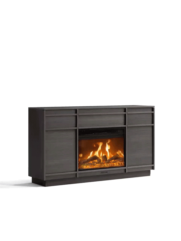 Julycode 55''inch lift  TV stand with built - in heatable fireplace cabinet and casters for easy movement
